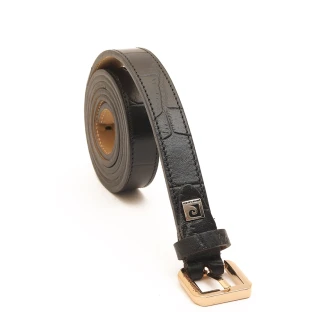 کمربند زنانه چرم مشکی با سگک طلایی