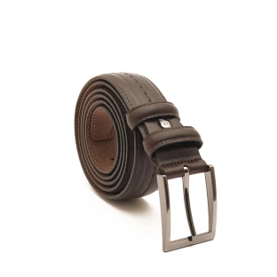 کمربند مردانه چرمی قهوه‌ای دوخت‌دار