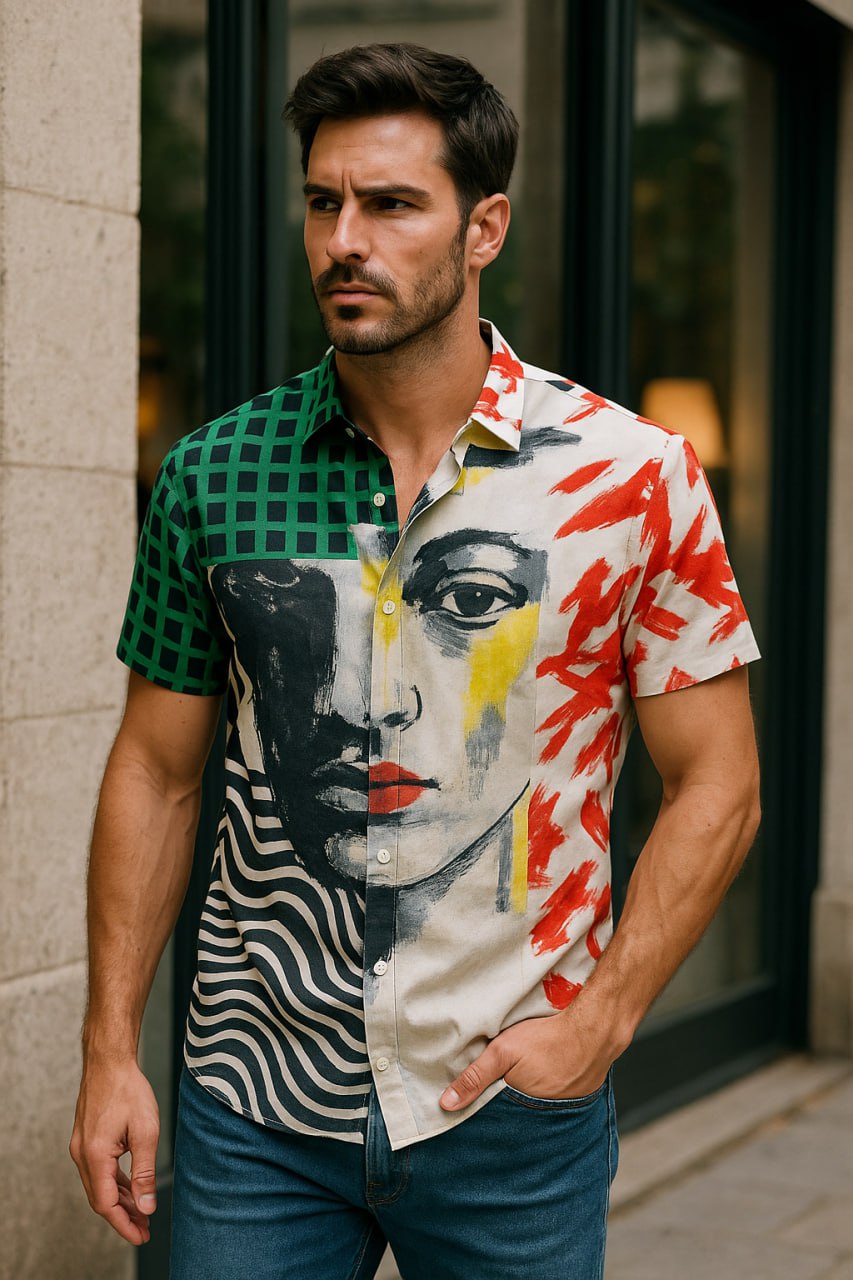 پیراهن مردانه طرح‌دار جسور؛ از چاپ‌های هندسی تا هنری